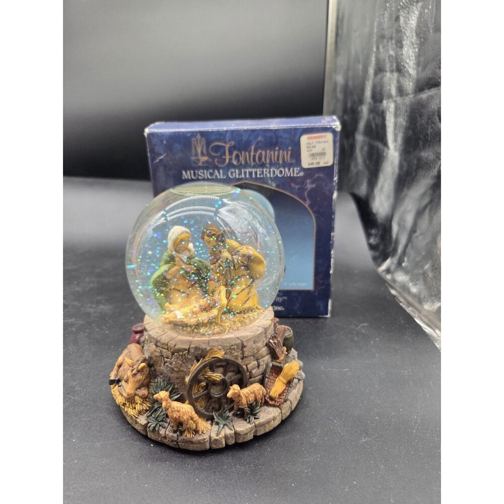 Fontanini Roman Glitterdome Holy Family Musical Snow Globe Plays O Holy Night